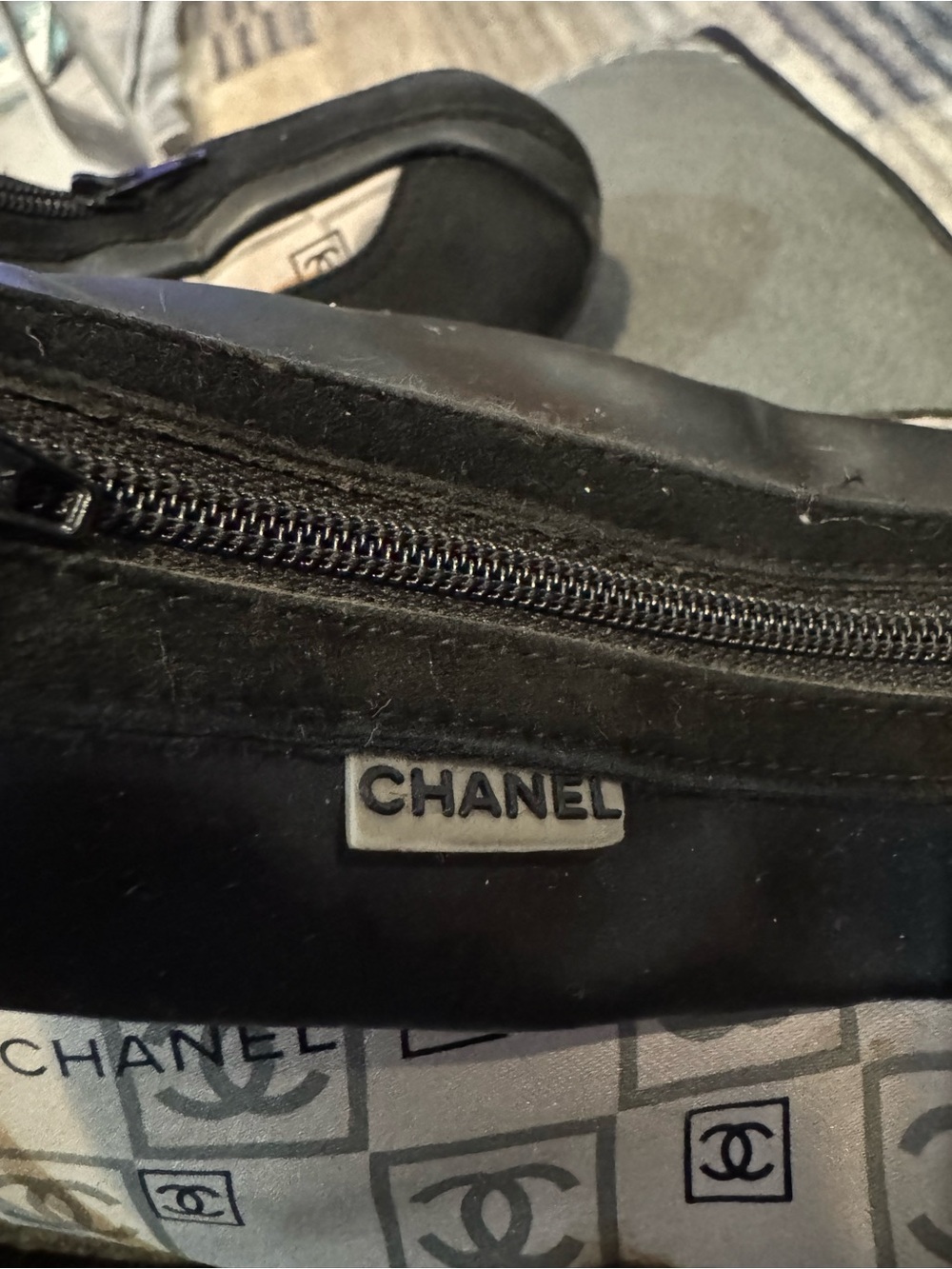Vintage Chanel Sport Line Zip-up and Tie-up Sneakers in Black & Pink Sz 9 - Picture 14 of 14